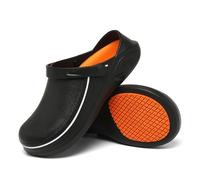 Bella Bays Comfortable Chef Clogs Non Slip Work Shoes Kitchen Nurse Hospital Garden Work Clogs Shoes Unisex Black 6 UK