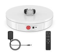BELLA·BAYS Rotating Display Stand, Remote Control Electric Display Turntable, 100kg Load Capacity 360° Display Platform with USB Charging for Product Video Photography (11.8inch-Plug, White)