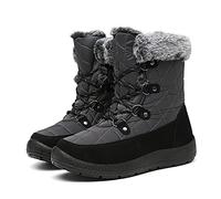 Bella Bays waterproof ankle boots fur lined women Non-Slip walking hiking shoes outdoor thermal grey UK 3