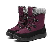 Bella Bays women warm snow boots anti slip fleece lined Waterproof Winter ankle Boots red UK 3