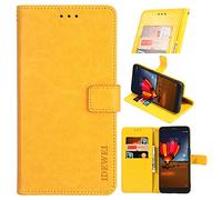 BELLA BEAR For Samsung Galaxy S22 Case [Card Holder] [Kickstand] [Wallet Case] Leather Flip Wallet Case for Samsung Galaxy S22(Yellow)