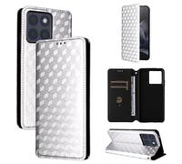 BELLA BEAR MOTO Edge 70 5G/X70 Air 5G Phone Case, Wallet with Magnetic, Kickstand Function, Shockproof Protective Case for MOTO Edge 70 5G/X70 Air 5G-Silver