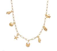 BELLA-Bee 1 or 3Pcs Seashell Necklace for Women Adjustable Dainty Summer Beach Bohemian Starfish Pearl Conch Y Pendant Stackable Chain Charm Waterproof Ocean Holiday Beaded Choker Statement Fashion