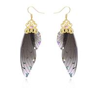 BELLA-Bee Butterfly Wing Drop Dangle Earrings Gold Plated Crystal Rhinestone for women wedding Jewelry, Middle, Brass, No Gemstone