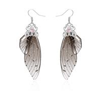 BELLA-Bee Butterfly Wing Drop Dangle Earrings Gold Plated Crystal Rhinestone for women wedding Jewelry, Middle, Brass, No Gemstone
