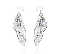 BELLA-Bee Butterfly Wing Drop Dangle Earrings Gold Plated Crystal Rhinestone for women wedding Jewelry, Middle, Brass, No Gemstone
