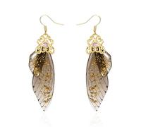 BELLA-Bee Butterfly Wing Drop Dangle Earrings Gold Plated Crystal Rhinestone for women wedding Jewelry, Middle, Brass, No Gemstone
