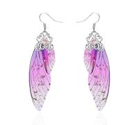 BELLA-Bee Butterfly Wing Drop Dangle Earrings Gold Plated Crystal Rhinestone for women wedding Jewelry, Middle, Brass, No Gemstone