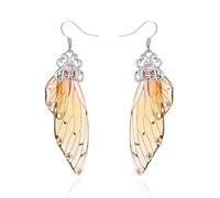 BELLA-Bee Butterfly Wing Drop Dangle Earrings Gold Plated Crystal Rhinestone for women wedding Jewelry, Middle, Brass, No Gemstone