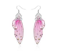BELLA-Bee Butterfly Wing Drop Dangle Earrings Gold Plated Crystal Rhinestone for women wedding Jewelry, Middle, Brass, No Gemstone