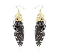 BELLA-Bee Butterfly Wing Drop Dangle Earrings Gold Plated Crystal Rhinestone for women wedding Jewelry, Middle, Brass, No Gemstone