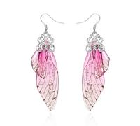 BELLA-Bee Butterfly Wing Drop Dangle Earrings Gold Plated Crystal Rhinestone for women wedding Jewelry, Middle, Brass, No Gemstone