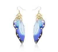 BELLA-Bee Butterfly Wing Drop Dangle Earrings Gold Plated Crystal Rhinestone for women wedding Jewelry, Middle, Brass, No Gemstone