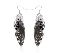BELLA-Bee Butterfly Wing Drop Dangle Earrings Gold Plated Crystal Rhinestone for women wedding Jewelry, Middle, Brass, No Gemstone