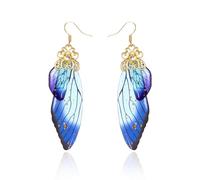 BELLA-Bee Butterfly Wing Drop Dangle Earrings Gold Plated Crystal Rhinestone for women wedding Jewelry, Middle, Brass, No Gemstone