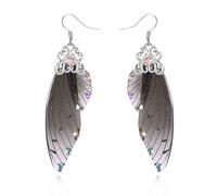 BELLA-Bee Butterfly Wing Drop Dangle Earrings Gold Plated Crystal Rhinestone for women wedding Jewelry, Middle, Brass, No Gemstone