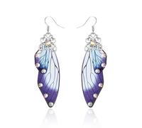BELLA-Bee Butterfly Wing Drop Dangle Earrings Gold Plated Crystal Rhinestone for women wedding Jewelry, Middle, Brass, No Gemstone