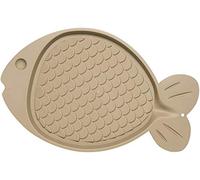 Bella Bowl Bella Fish Mat - Veterinarian Recommended Stainless Steel Feeding Bowl - The Rubber Base Helps Prevent Spills And Reduces Noise - Large, Beige/Tan
