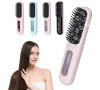 Bella Brush Pro, 2026 Upgrade Bellabrush Pro, Go Brush Pro Wireless Heated Hair Straightener Brush, USB Charging, 3 Heat Settings & LED Screen for All Hair Types (Purple)