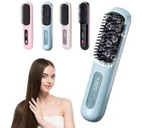 Bella Brush Pro, 2026 Upgrade Bellabrush Pro, Go Brush Pro Wireless Heated Hair Straightener Brush, USB Charging, 3 Heat Settings & LED Screen for All Hair Types (Blue)