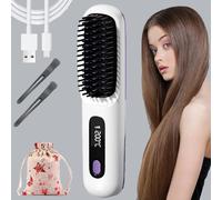 Bella Brush Pro, Go Brush Pro, 2026 Cordless Hair Straightener Brush, Portable Hair Straightener for Travel for All Hair Types (White)