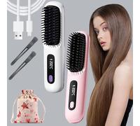 Bella Brush Pro, Go Brush Pro, 2026 Cordless Hair Straightener Brush, Portable Hair Straightener for Travel for All Hair Types (2pcs-c)