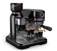 KLARSTEIN Bella Café Espresso Machine - 19-Bar, 1550W, Built-in Grinder, Milk Frother, 1.4L Water Tank, 2 Cup Inserts, Thermo Block Heating, Black, Barista-Quality Coffee