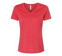 Bella Canvas Ladies' Relaxed Heather CVC Jersey V-Neck T-Shirt, Heather Red, XL