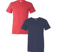 Bella Canvas Mens 3413c, Red Triblend-navy Triblend, L