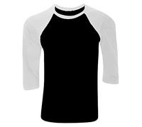 Canvas Mens 3/4 Sleeve Baseball T-Shirt (XS) (Black/White)