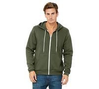 Bella+Canvas Unisex Polycotton Fleece Full-Zip Hoodie Military Green M
