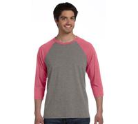 Bella + Canvas Unisex 3/4-Sleeve Baseball T-Shirt>L GREY/LT RED TRIBLEND 3200 (US)