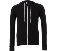 Bella+Canvas Poly-Cotton Fleece Full-Zip Black Unisex Hoodie - Size XS