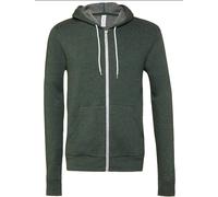 Bella Canvas Unisex Polycotton Fleece Full Zip Hoodie Heather Forest