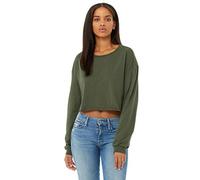 Bella Canvas Women's Crop Long Sleeve T-Shirt, Military Green, Small