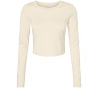 Bella + Canvas Women's Micro-Rib Long-Sleeved Crop Top in Light Beige | Size: Large Bella + Canvas Light Beige L