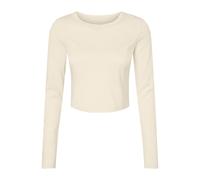 Bella + Canvas Women's Plain Micro-Rib Long-Sleeved Crop Top in Light Beige | Size: 4-6 Bella + Canvas Light Beige 4-6
