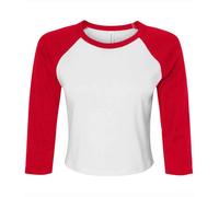 Bella + Canvas Womens/Ladies Raglan 3/4 Sleeve Crop T-Shirt / N/A N/A PC7097
