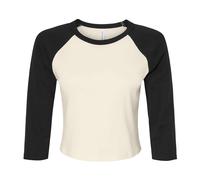 Bella + Canvas Womens/Ladies Raglan 3/4 Sleeve Crop T-Shirt / N/A N/A PC7097