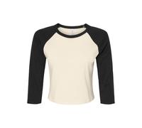 Bella + Canvas Women's Micro-Rib Raglan 3 4 Sleeve T-Shirt in Natural | Size: 2XL Bella + Canvas Natural 2XL
