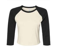 Bella + Canvas Women's Micro-Rib Raglan 3 4 Sleeve T-Shirt in Natural | Size: Large Bella + Canvas Natural L