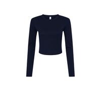 Bella + Canvas Women's Plain Micro-Rib Long-Sleeved Crop Top in Navy | Size: 4-6 Bella + Canvas Navy 4-6