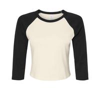 Bella + Canvas Women's Raglan 3 4 Sleeve Crop T-Shirt in Natural | Size: XL Bella + Canvas Natural XL