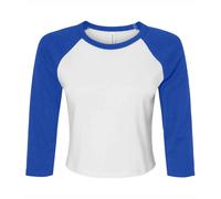 Bella + Canvas Women's Raglan 3 4 Sleeve Crop T-Shirt in Royal | Size: Large Bella + Canvas Royal L