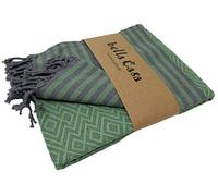 Bella Casa Stefano Ferrante KELIM LUX Hammam towel sauna towel Pestemal Fouta beach towel bath towel towel cotton backpacker 100x180 cm (green)