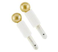 Bella Cooling Eye or Facial Globes For Daily Skin Care Beauty Routine, Glass Gold Tone Glitter - SET OF 2