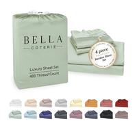 Bella Coterie Luxury Bamboo King Size Sheet Set | Organically Grown | Ultra Soft | Cooling for Hot Sleepers | 18" Deep Pocket | Viscose Made from Bamboo [Sea Glass]