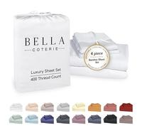 Bella Coterie Luxury Bamboo Viscose Cal King Size Sheet Set | 100% Organically Grown | Ultra Soft | Cooling for Hot Sleepers | 18" Deep Pocket [White]