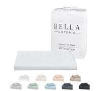 Bella Coterie Luxury Bamboo Viscose Queen Size Flat Sheet | 100% Organically Grown Bamboo Viscose | Ultra Soft | Cooling for Hot Sleepers [White]