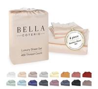 Bella Coterie Luxury King Bamboo Sheet Set | Organically Grown | Ultra Soft | Cooling for Hot Sleepers | 18" Deep Pocket [Champagne]